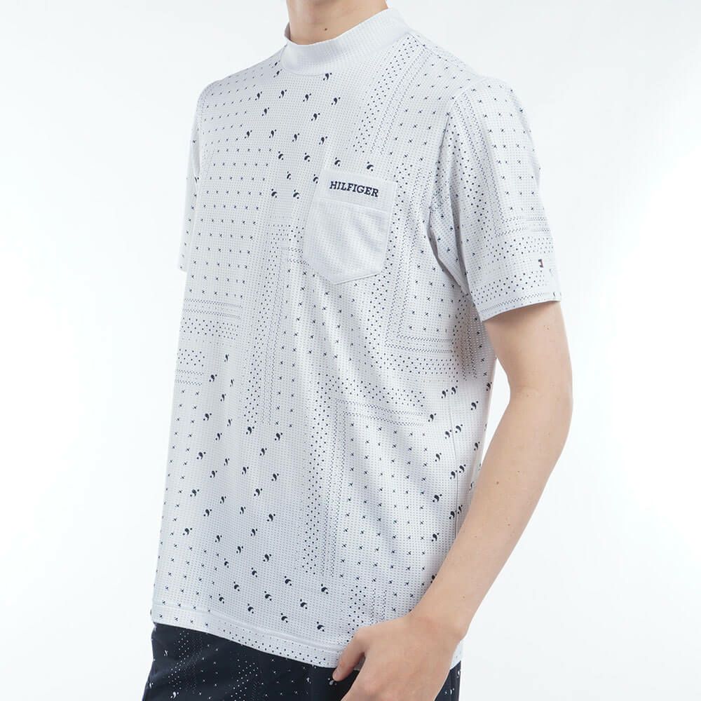 トミー ヒルフィガー ゴルフ　メンズ バンダナプリント 半袖 モックネックシャツ THMA524　2025年モデル 詳細4