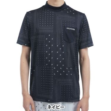 トミー ヒルフィガー ゴルフ　メンズ バンダナプリント 半袖 モックネックシャツ THMA524　2025年モデル 詳細9