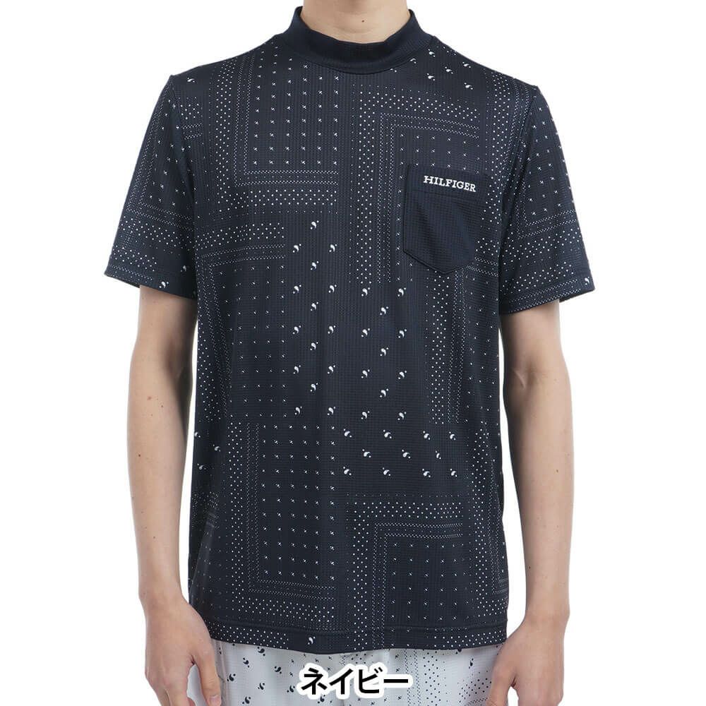 トミー ヒルフィガー ゴルフ　メンズ バンダナプリント 半袖 モックネックシャツ THMA524　2025年モデル 詳細9
