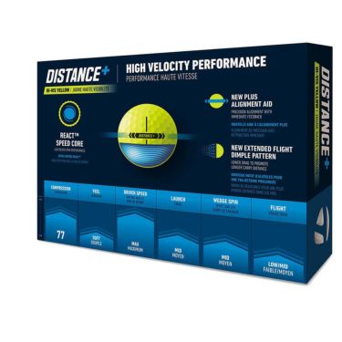テーラーメイド　DISTANCE＋ ゴルフボール 2025年モデル　1ダース（12球入り）　イエロー 詳細1