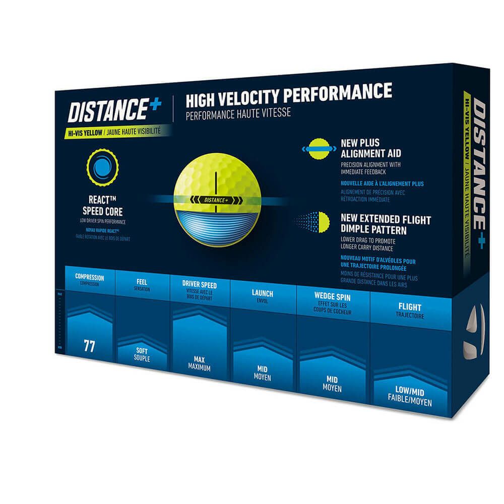 テーラーメイド　DISTANCE＋ ゴルフボール 2025年モデル　1ダース（12球入り）　イエロー 詳細1