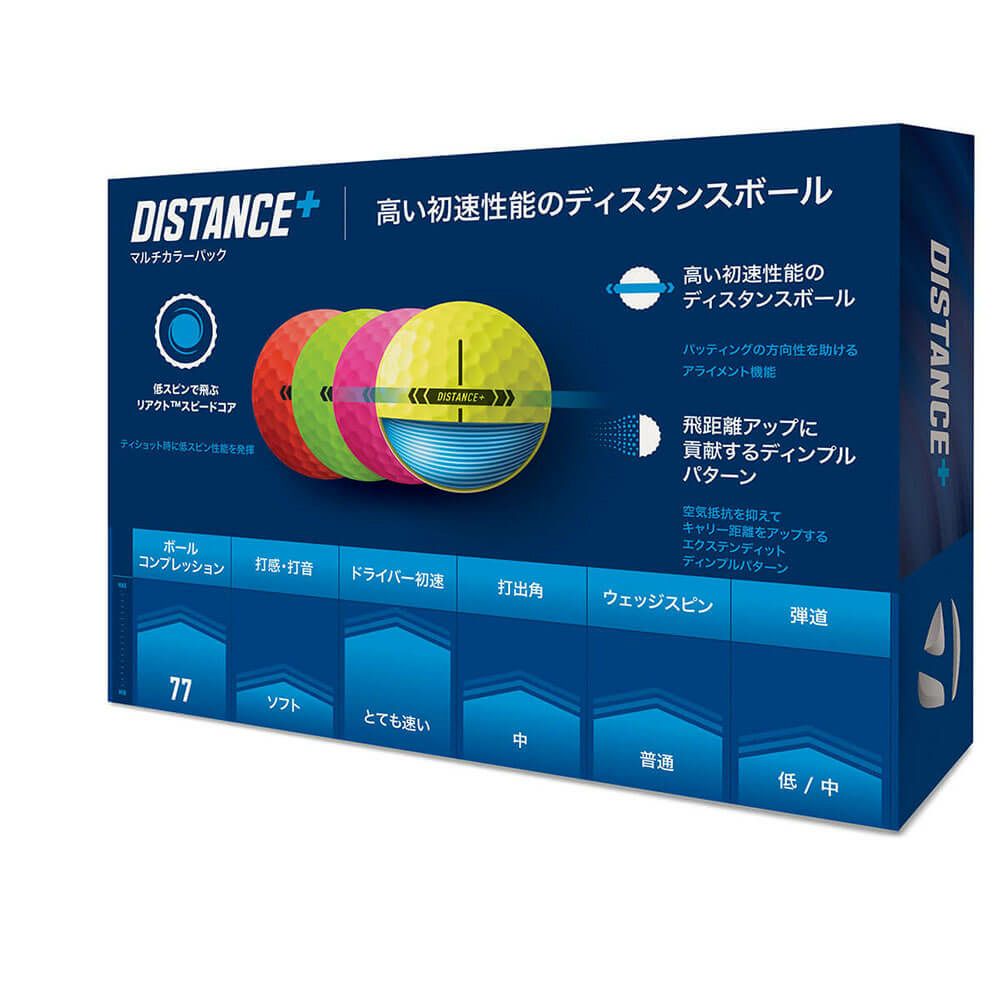 テーラーメイド　DISTANCE＋ ゴルフボール 2025年モデル　1ダース（12球入り）　マルチカラー 詳細1
