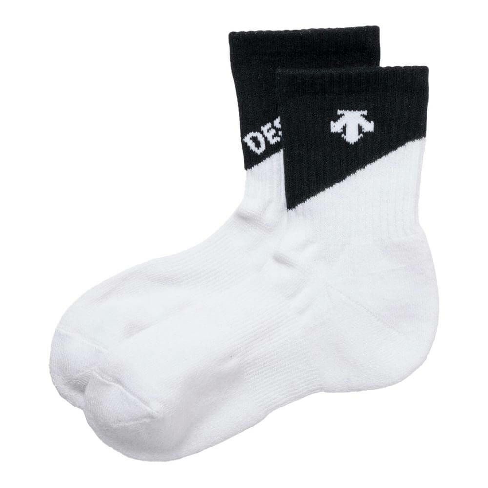 デサントゴルフ DESCENTE GOLF　レディース ロゴジャカード クルー丈 ソックス DG5SSO01L BKWH ブラック×ホワイト ブラック×ホワイト