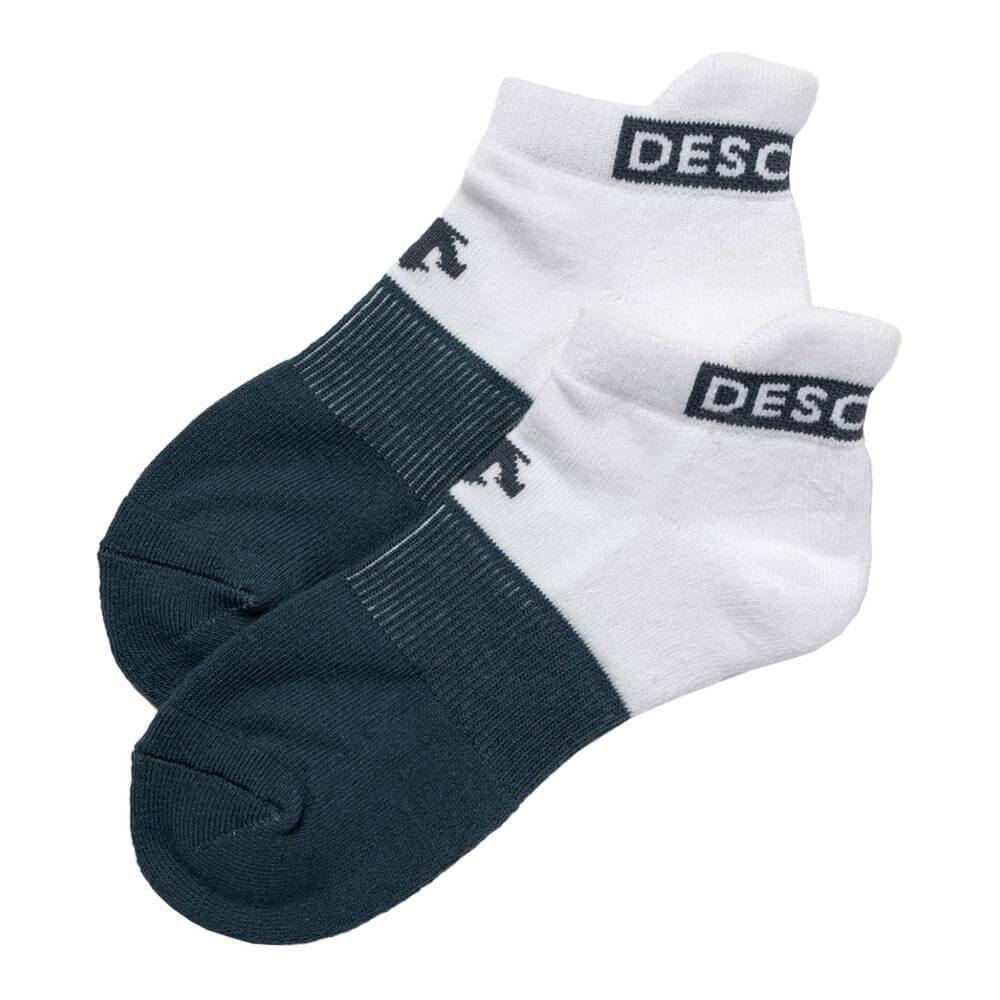 デサントゴルフ DESCENTE GOLF　レディース ロゴジャカード アンクル丈 ソックス DG5SSO00L WHBL ホワイト×ブルー ホワイト×ブルー