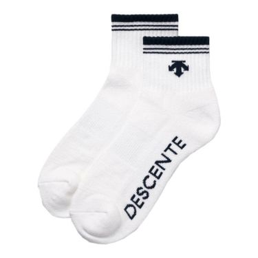 デサントゴルフ DESCENTE GOLF　メンズ ロゴ ジャカード ショート丈 ソックス DG5SSO01M WH00 ホワイト ホワイト