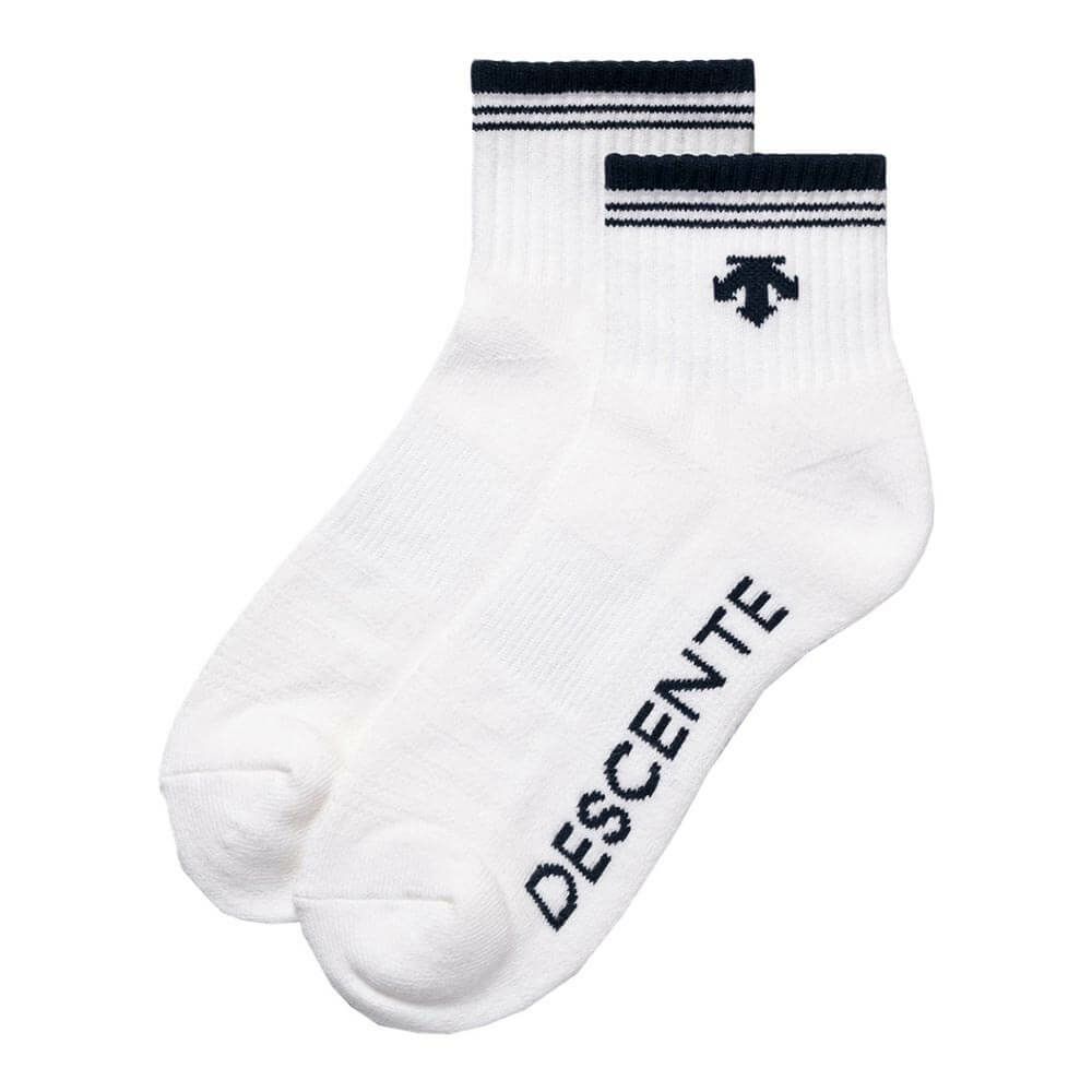 デサントゴルフ DESCENTE GOLF　メンズ ロゴ ジャカード ショート丈 ソックス DG5SSO01M WH00 ホワイト ホワイト