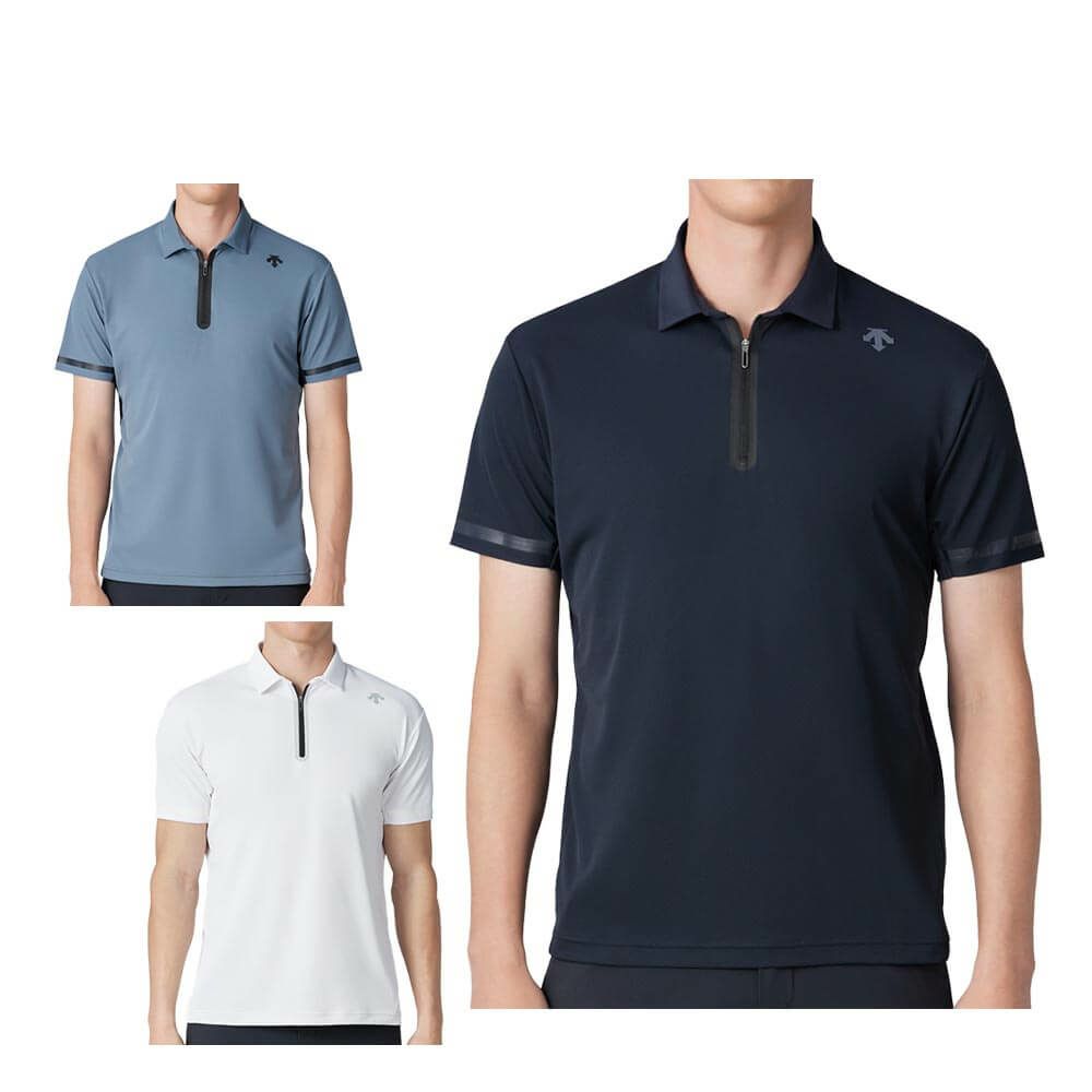 デサントゴルフ DESCENTE GOLF　メンズ 鹿の子 半袖 ハーフジップシャツ DG5SHS16M　2025年モデル