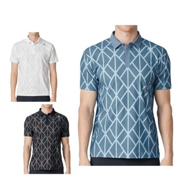 デサントゴルフ DESCENTE GOLF　メンズ アーガイルプリント 半袖 ポロシャツ DG5SHS15M　2025年モデル