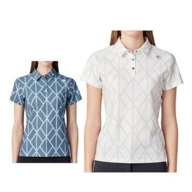 デサントゴルフ DESCENTE GOLF　レディース アーガイル プリント 半袖 ポロシャツ DG5SHS09L　2025年モデル