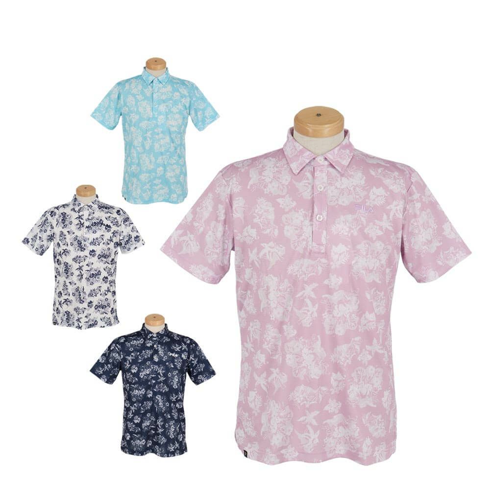 フィラ FILA　メンズ フラワー柄 ロゴ刺繍 半袖 ポロシャツ 744-671Y　2024年モデル