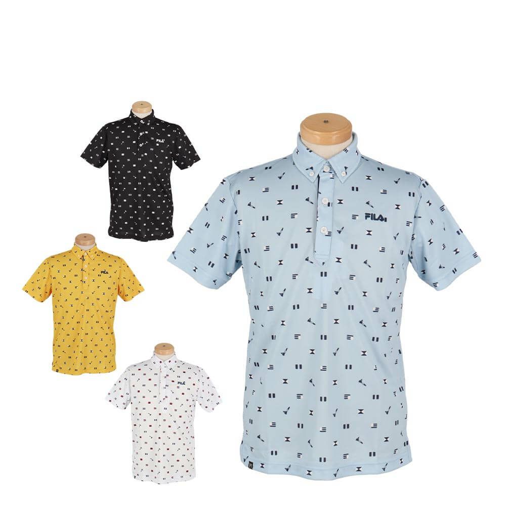 フィラ FILA　メンズ フラッグ柄 ロゴ刺繍 半袖 ポロシャツ 744-672Y　2024年モデル
