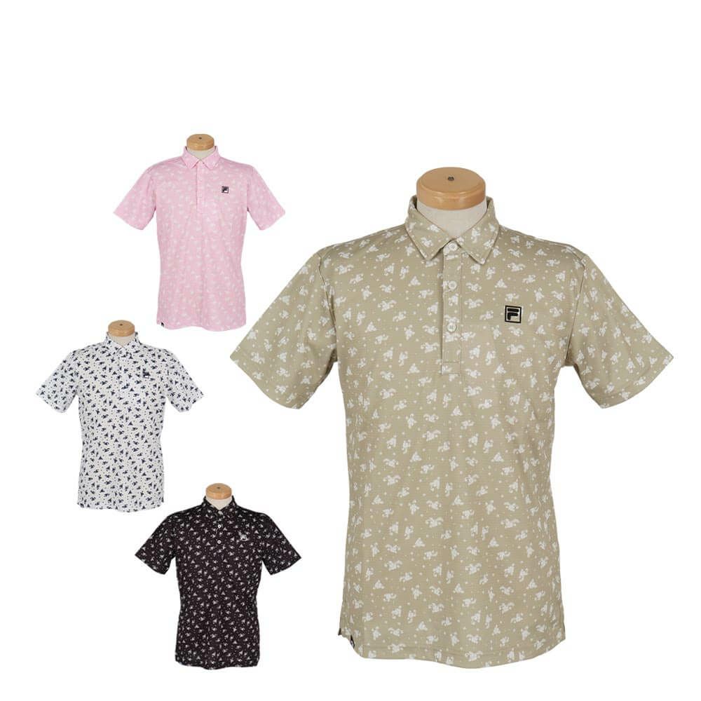 フィラ FILA　メンズ フラワー柄 ロゴ刺繍 半袖 ポロシャツ 744-676Y　2024年モデル