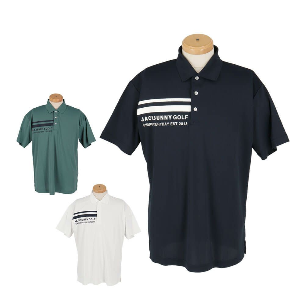 ジャックバニー Jack Bunny!!　メンズ ラインデザイン PE裏鹿の子 半袖 ポロシャツ 262-5160309　2025年モデル