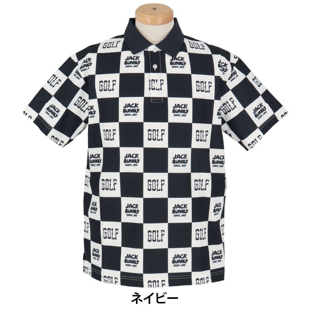 ジャックバニー Jack Bunny!!　メンズ ブロックチェック柄 フルダルメッシュ 半袖 ポロシャツ 262-5160313 　2025年モデル 詳細2