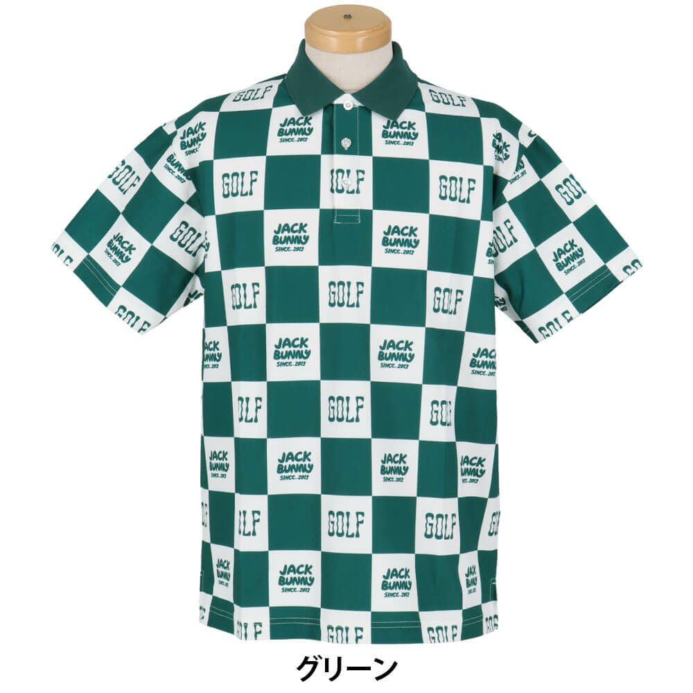ジャックバニー Jack Bunny!!　メンズ ブロックチェック柄 フルダルメッシュ 半袖 ポロシャツ 262-5160313 　2025年モデル 詳細5