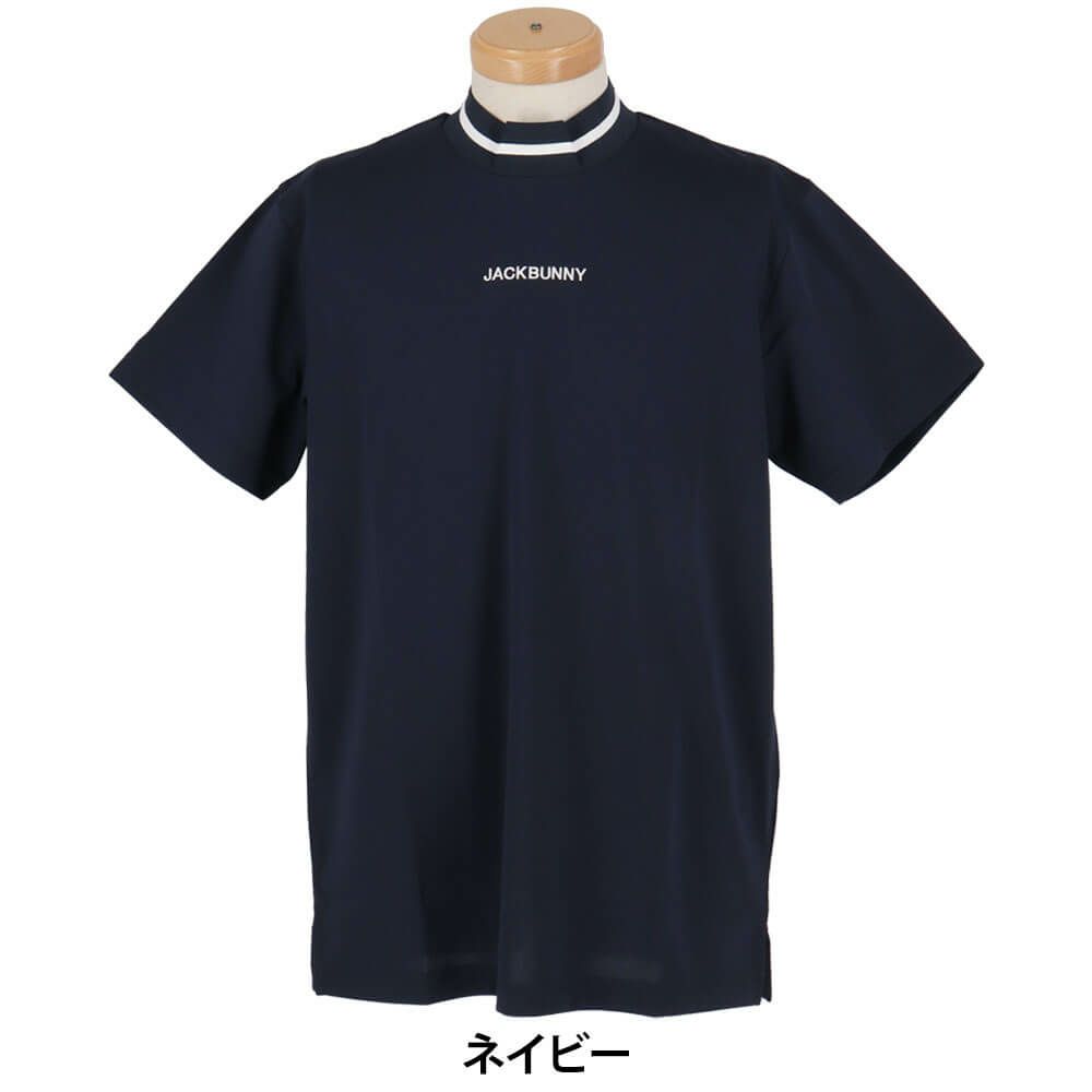 ジャックバニー Jack Bunny!!　メンズ ロゴ刺繍 ラインデザイン PEトリコット 半袖 モックネックシャツ 262-5167319　2025年モデル 詳細5