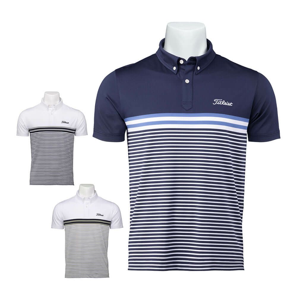 タイトリスト Titleist　メンズ パネルストライプ 半袖 ポロシャツ TMPMS118J　2025年モデル