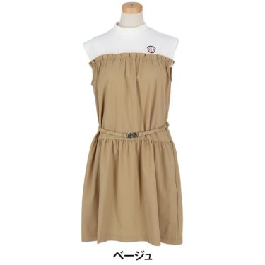 アルチビオ archivio　レディース ロゴワッペン レイヤード風 ノースリーブ ギャザーワンピース A451412　2025年モデル ベージュ