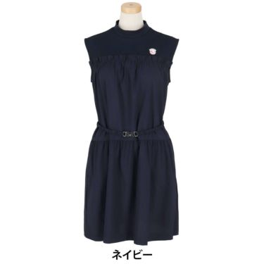 アルチビオ archivio　レディース ロゴワッペン レイヤード風 ノースリーブ ギャザーワンピース A451412　2025年モデル ネイビー