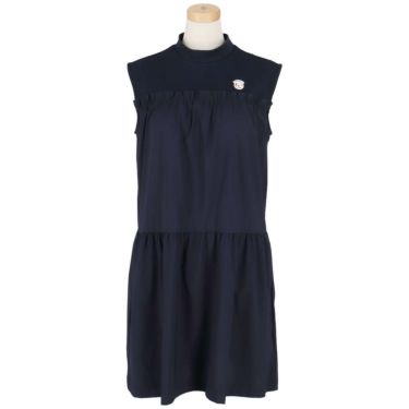 アルチビオ archivio　レディース ロゴワッペン レイヤード風 ノースリーブ ギャザーワンピース A451412　2025年モデル ネイビー 詳細3