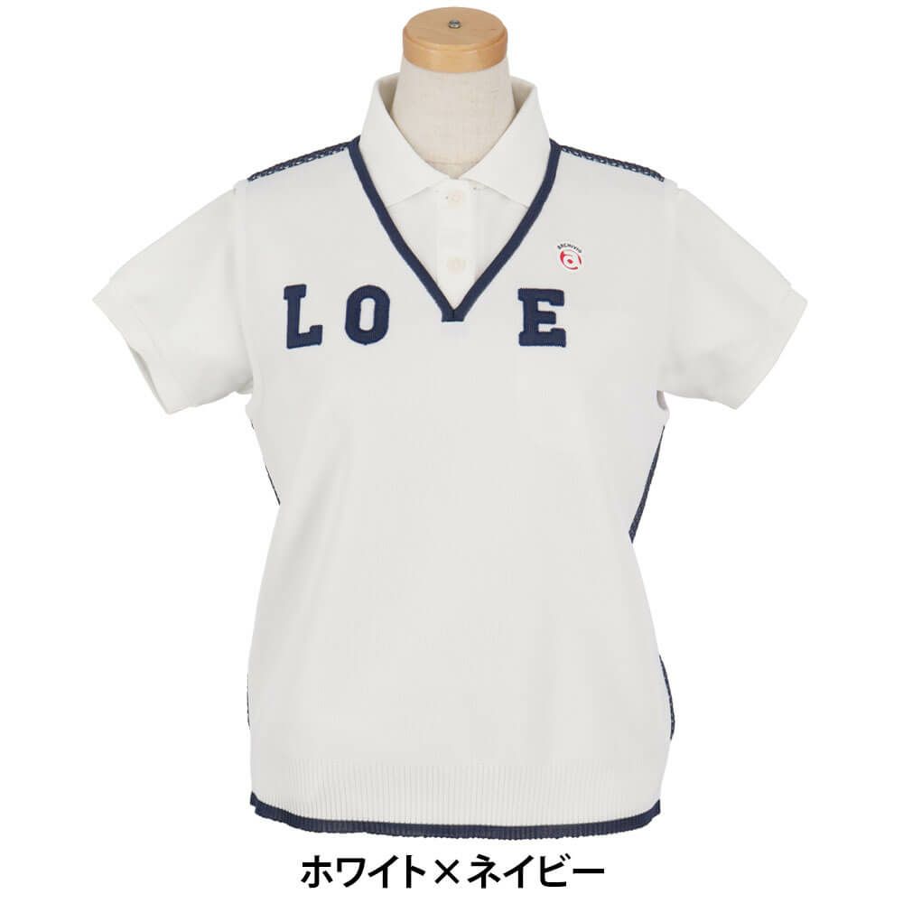 アルチビオ archivio　レディース LOVEデザイン バックメッシュベスト A458220　2025年モデル ホワイト×ネイビー