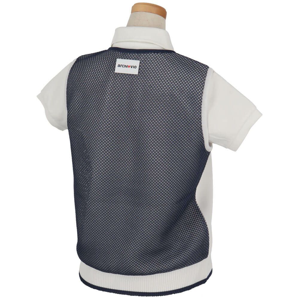 アルチビオ archivio　レディース LOVEデザイン バックメッシュベスト A458220　2025年モデル ホワイト×ネイビー 詳細1