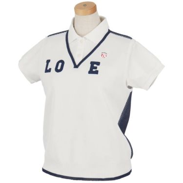 アルチビオ archivio　レディース LOVEデザイン バックメッシュベスト A458220　2025年モデル ホワイト×ネイビー 詳細2