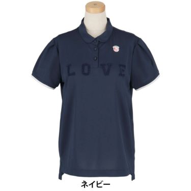 アルチビオ archivio　レディース LOVE刺繍 半袖 ポロシャツ A459308　2025年モデル ネイビー