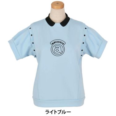 アルチビオ archivio　レディース ロゴデザイン 2WAY袖 UV冷感 半袖 モックネック プルオーバー A459405　2025年モデル ライトブルー