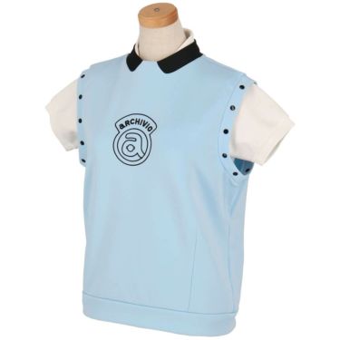 アルチビオ archivio　レディース ロゴデザイン 2WAY袖 UV冷感 半袖 モックネック プルオーバー A459405　2025年モデル ライトブルー 詳細4