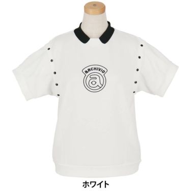 アルチビオ archivio　レディース ロゴデザイン 2WAY袖 UV冷感 半袖 モックネック プルオーバー A459405　2025年モデル ホワイト