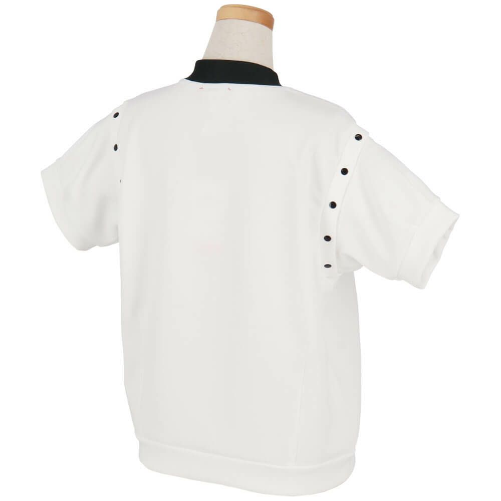 アルチビオ archivio　レディース ロゴデザイン 2WAY袖 UV冷感 半袖 モックネック プルオーバー A459405　2025年モデル ホワイト 詳細1