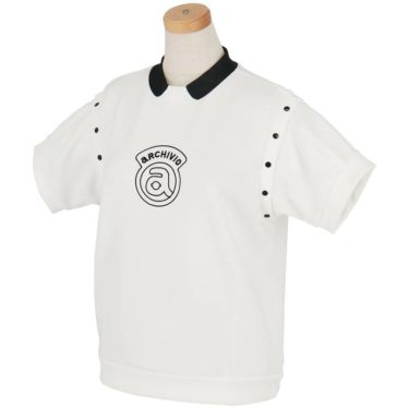 アルチビオ archivio　レディース ロゴデザイン 2WAY袖 UV冷感 半袖 モックネック プルオーバー A459405　2025年モデル ホワイト 詳細2