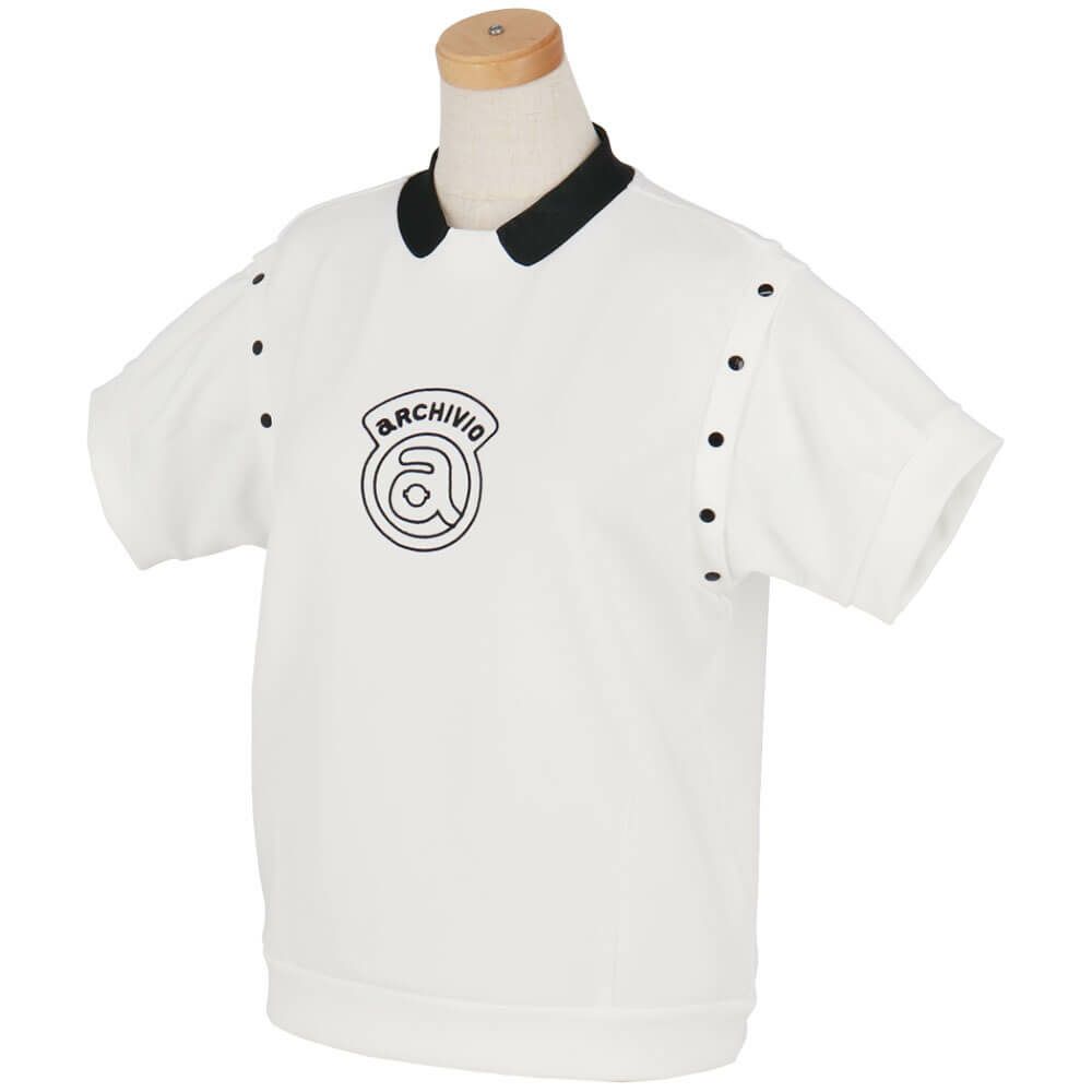 アルチビオ archivio　レディース ロゴデザイン 2WAY袖 UV冷感 半袖 モックネック プルオーバー A459405　2025年モデル ホワイト 詳細2