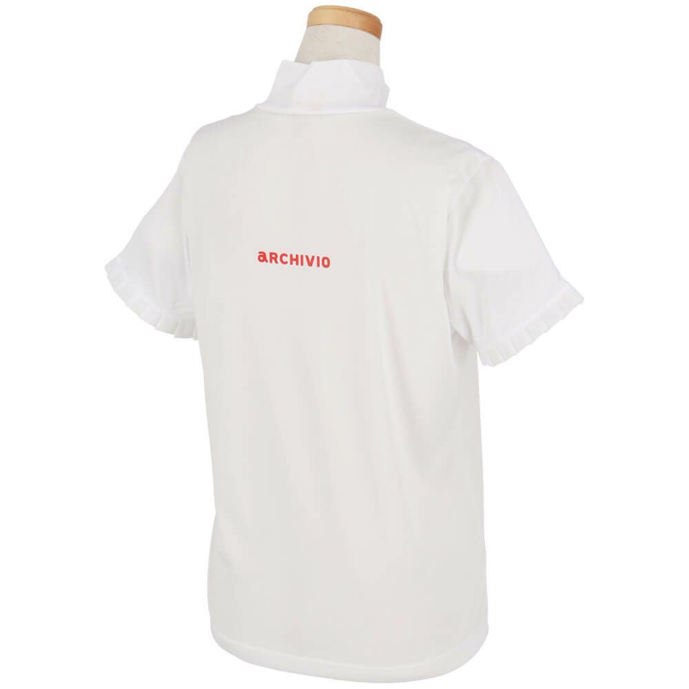 アルチビオ archivio　レディース ロゴデザイン シアー & フリル 半袖 プルオーバー ツインセット A459408　2025年モデル ピンク 詳細4