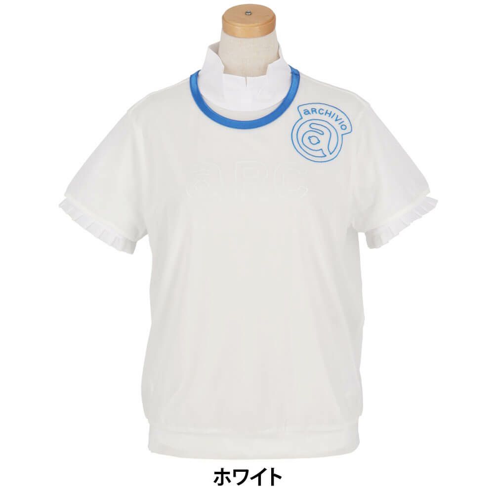 アルチビオ archivio　レディース ロゴデザイン シアー & フリル 半袖 プルオーバー ツインセット A459408　2025年モデル ホワイト