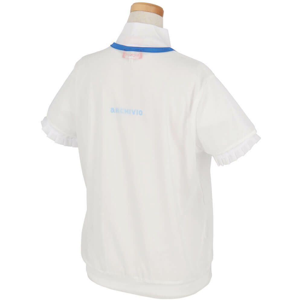 アルチビオ archivio　レディース ロゴデザイン シアー & フリル 半袖 プルオーバー ツインセット A459408　2025年モデル ホワイト 詳細1