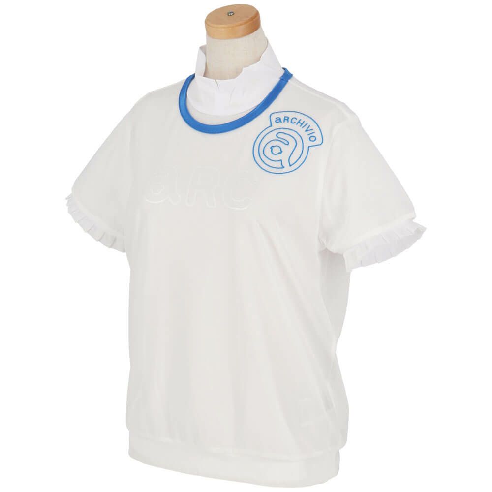 アルチビオ archivio　レディース ロゴデザイン シアー & フリル 半袖 プルオーバー ツインセット A459408　2025年モデル ホワイト 詳細2