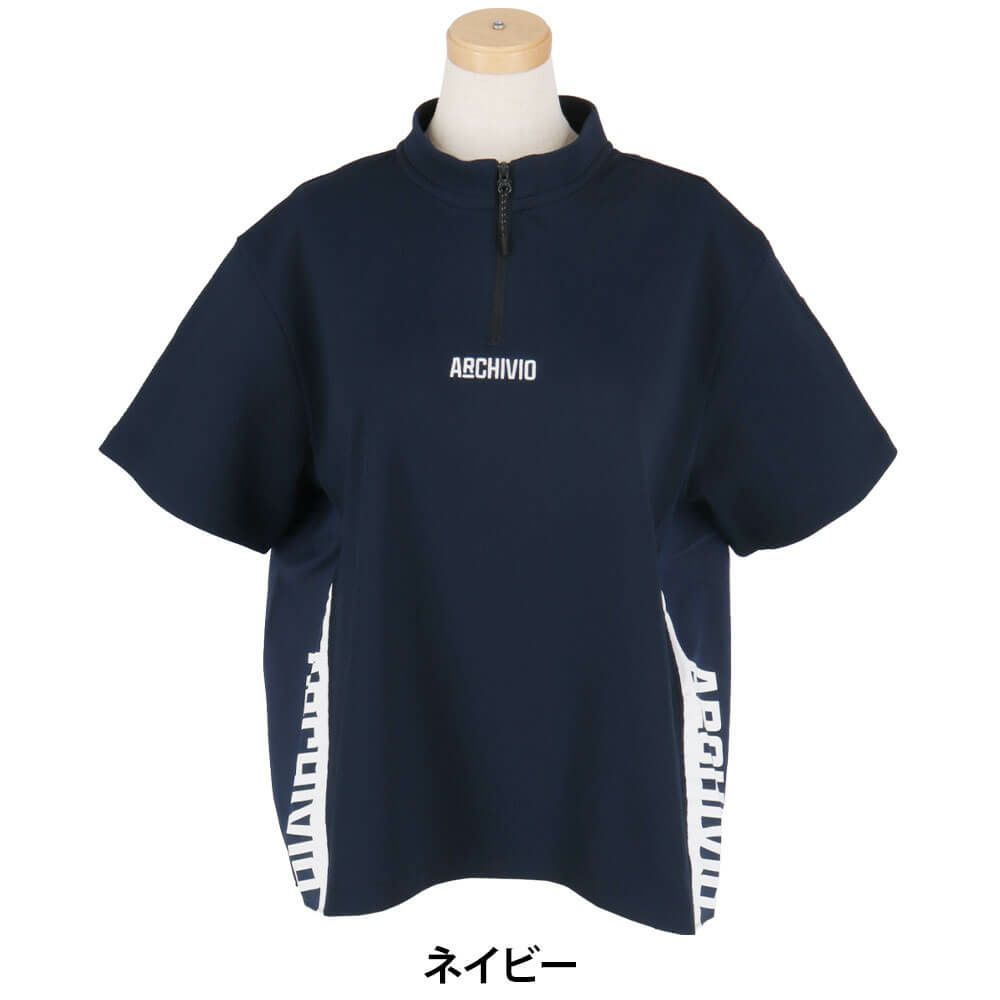 アルチビオ archivio　レディース 生地切替 バックギャザー UV速乾 半袖 プルオーバー A459417　2025年モデル ネイビー