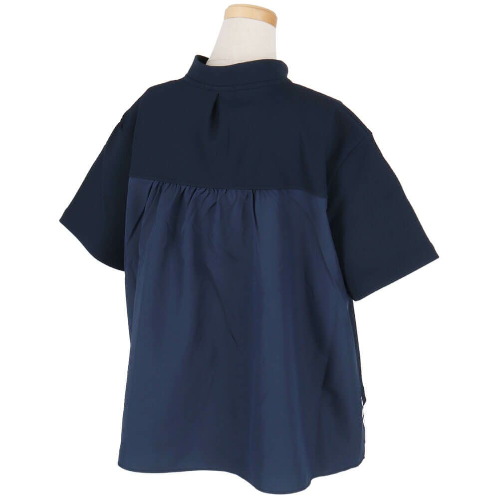 アルチビオ archivio　レディース 生地切替 バックギャザー UV速乾 半袖 プルオーバー A459417　2025年モデル ネイビー 詳細1