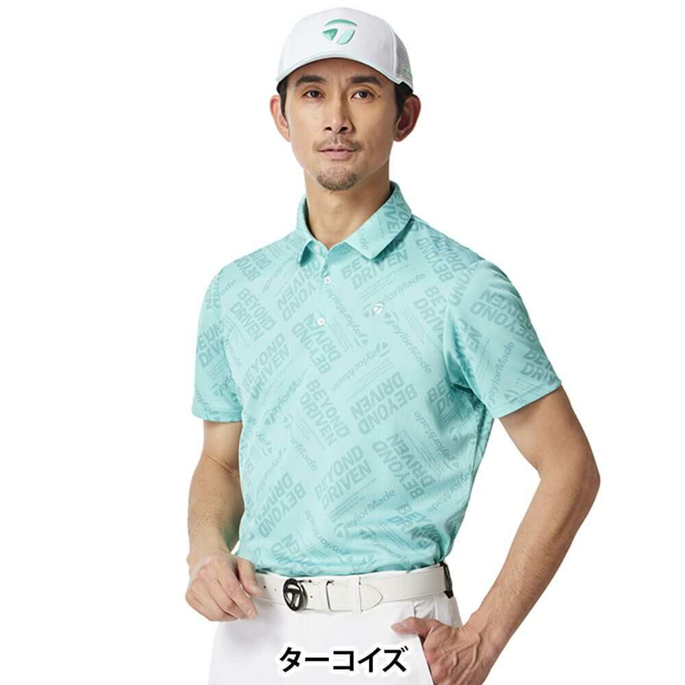 テーラーメイド TaylorMade　メンズ T-ICE BEYOND DRIVEN 半袖 ポロシャツ UN645　2025年モデル ターコイズ