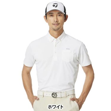 テーラーメイド TaylorMade　メンズ ボタンダウン ポケット 半袖 ポロシャツ UN647　2025年モデル ホワイト