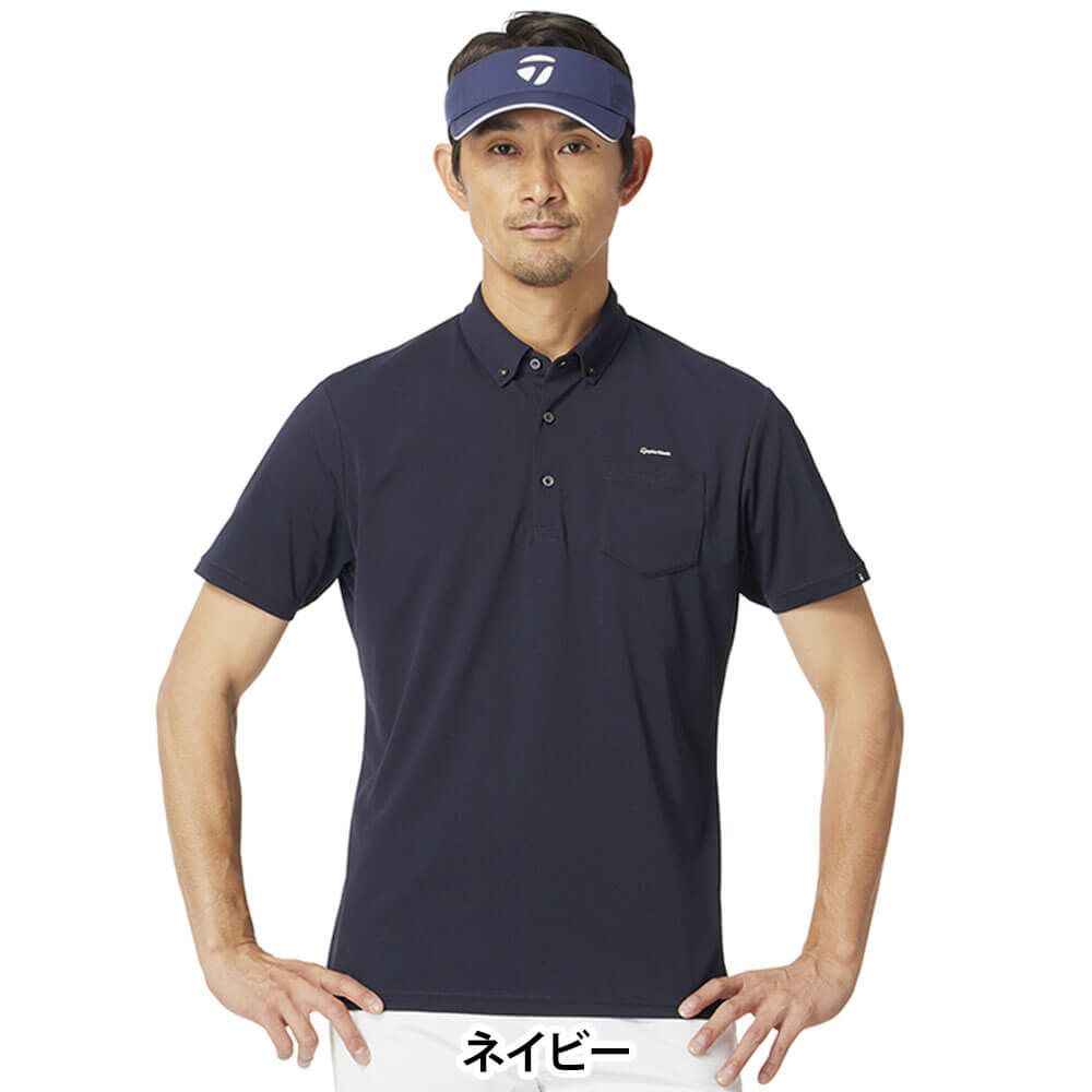 テーラーメイド TaylorMade　メンズ ボタンダウン ポケット 半袖 ポロシャツ UN647　2025年モデル ネイビー
