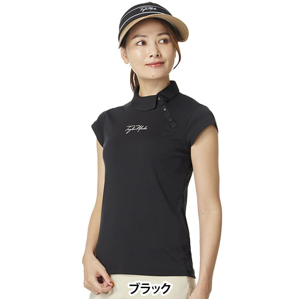 テーラーメイド TaylorMade　レディース サイドスナップ キャップスリーブ ポロシャツ UN684　2025年モデル ブラック