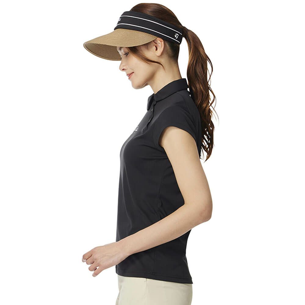 テーラーメイド TaylorMade　レディース サイドスナップ キャップスリーブ ポロシャツ UN684　2025年モデル ブラック 詳細2