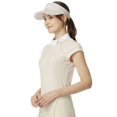 テーラーメイド TaylorMade　レディース サイドスナップ キャップスリーブ ポロシャツ UN684　2025年モデル ベージュ 詳細2