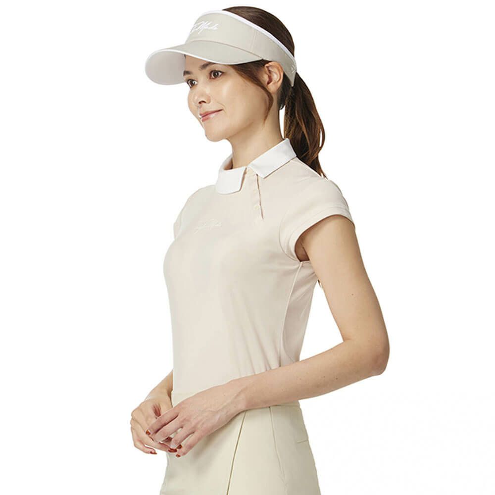 テーラーメイド TaylorMade　レディース サイドスナップ キャップスリーブ ポロシャツ UN684　2025年モデル ベージュ 詳細2