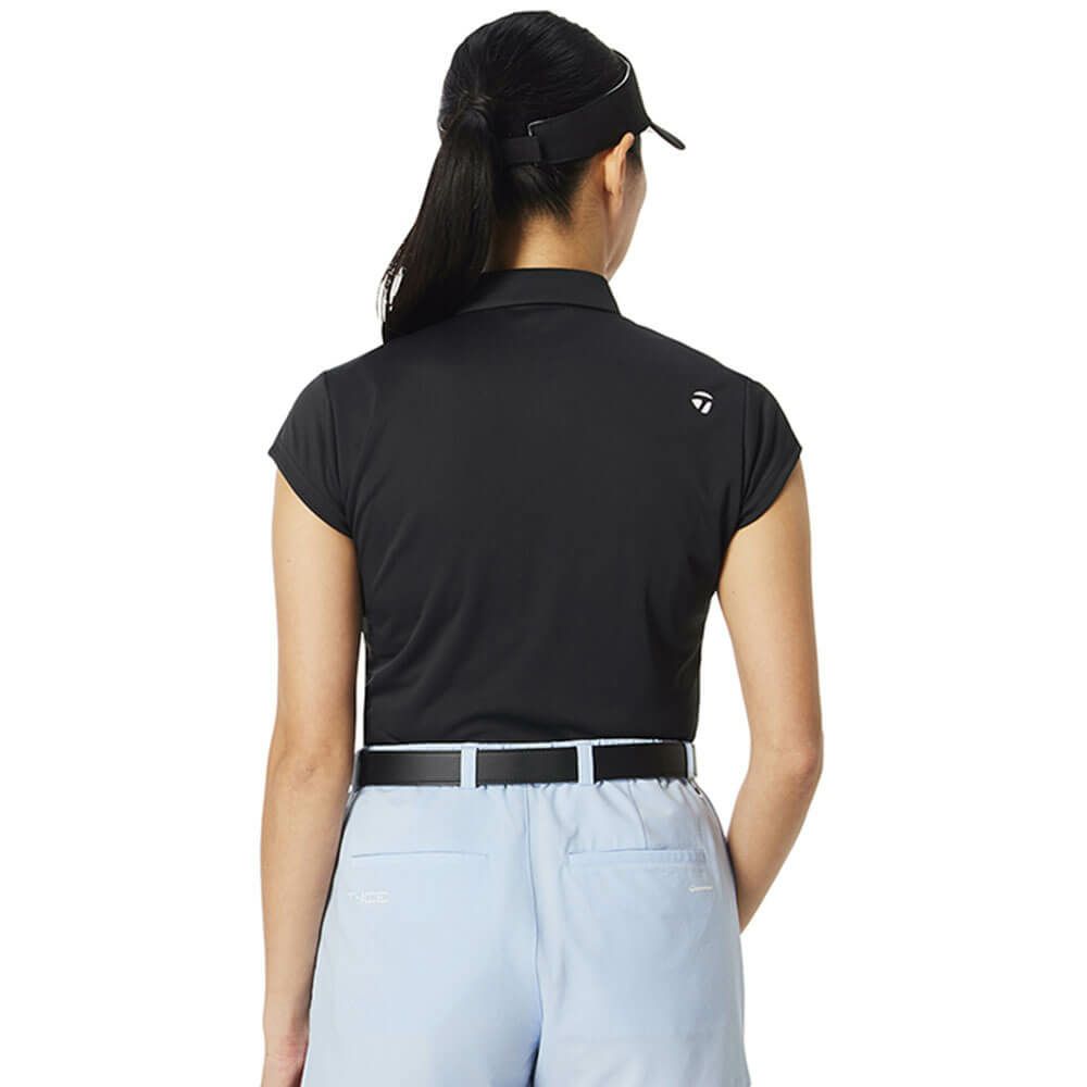 テーラーメイド TaylorMade　レディース T-ICE フリルド キャップスリーブ ポロシャツ UN696　2025年モデル ブラック 詳細1