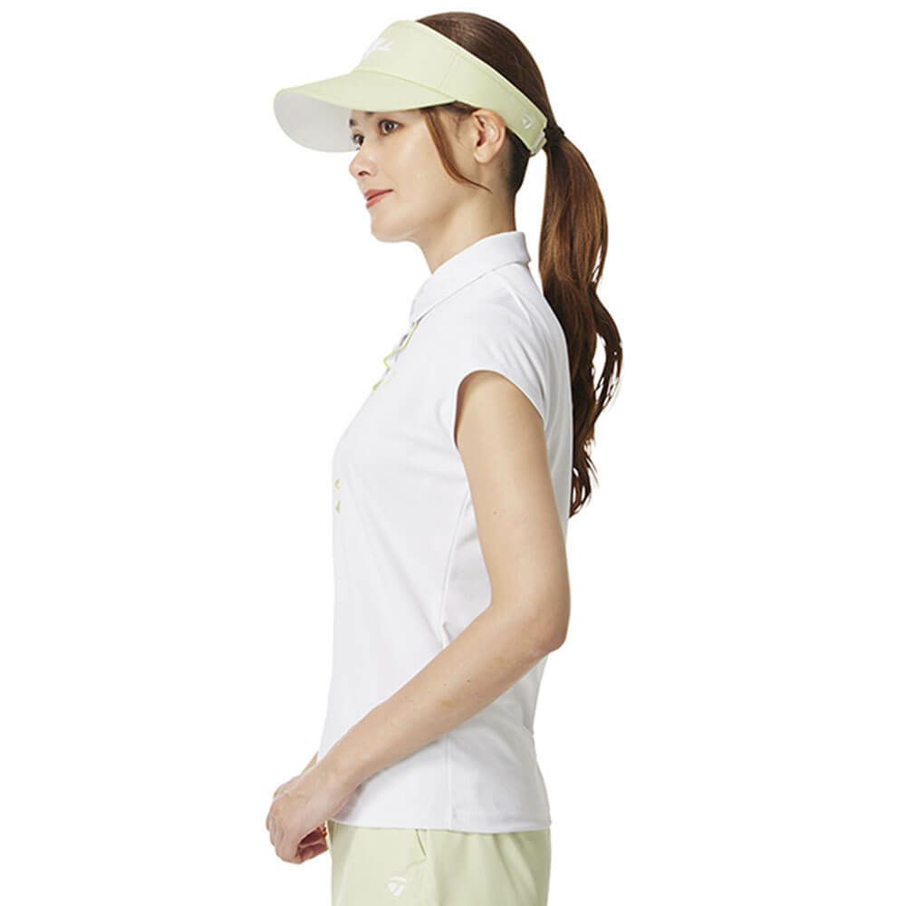 テーラーメイド TaylorMade　レディース T-ICE フリルド キャップスリーブ ポロシャツ UN696　2025年モデル ホワイト 詳細2