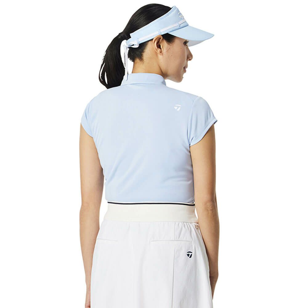 テーラーメイド TaylorMade　レディース T-ICE フリルド キャップスリーブ ポロシャツ UN696　2025年モデル シャンブレー 詳細1